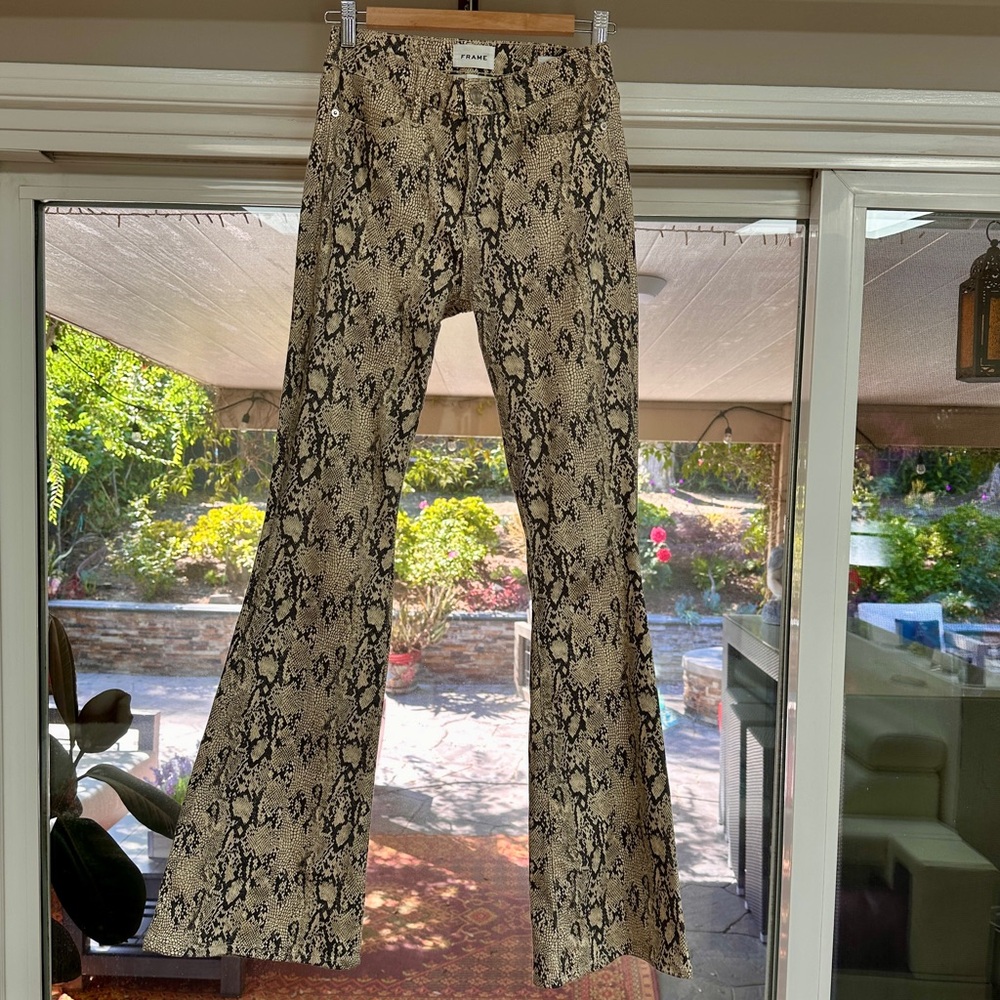 Frame Cream and Black Boot Cut Flare Pants